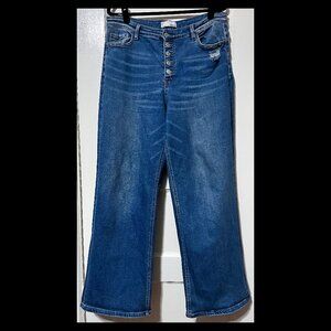 Vervet Womens High Rise Stretch Distressed Wide Leg Buttonfly Jeans Size 32 EUC